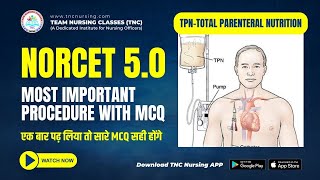 NORCET Hospital Procedure 4 Total Parenteral Nutrition TPN   MCQ Solutions by AIIMS Experts [upl. by Yuma]