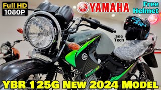 Yamaha YBR 125G 2024 Model Grey With Free Helmet Offer [upl. by Tawney]