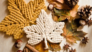 How to make macrame maple leaf pattern coaster DIY maple leaf macrame coaster tutorial step by step [upl. by Pacifa667]