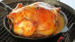 Beer Injected Whole Chicken Grilled on the Weber Jumbo Joe [upl. by Ayanej]