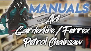 Aldi Gardenline  Ferrex Petrol Chainsaw  Manual Flick Through and link to download [upl. by Standley]