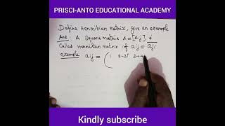 Hermitian matrix with examplePartATwo marks questionEngineering Mathematics [upl. by Joshi]