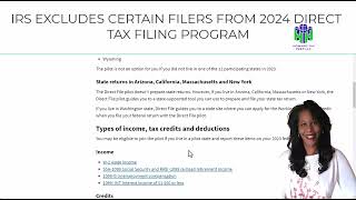 IRS EXCLUDES CERTAIN FILERS FROM 2024 FREE DIRECT FILE PILOT PROGRAM [upl. by Llertak]