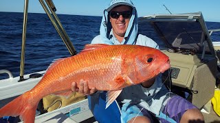 BIG Ruby Snapper Action  Fishing Deep Water of Ningaloo Reef  Fishing Western Australia [upl. by Ardnossac]