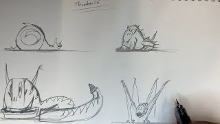 ASMR Drawing creatures Relaxing Sounds using mechanical pencil ✏️ [upl. by Anderea]