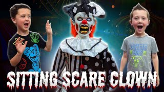 Sitting Scare Clown Spirit Halloween  Unbox Setup Halloween Animatronic  Spirit Throwback Thurs [upl. by Renault]