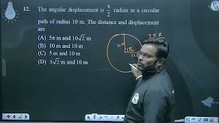 The angular displacement is amp9602ampnbspradian in a circular path of radius 10 m The distance [upl. by Nonie857]