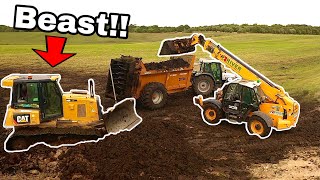 THATS EXTREME A BULL DOZER A JCB AND A MOUTAIN OF MUCK [upl. by Lessig]