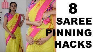 8 saree draping hacks using safety pins [upl. by Ebaj]