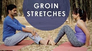 Couples Yoga Asanas for Groin Stretches  Exercises for Pulled Groin Strain I 1 [upl. by Yneffit]