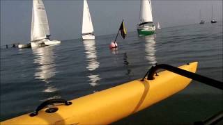 Small trimaran v big trimaran Aberdour BAD cup race [upl. by Safier908]