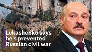 Belarus’ Lukashenko says ‘he saved Russia from civil war’ by stopping Wagner mutiny [upl. by Burra278]