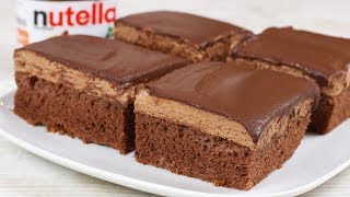 Saftige Nutella Schnitten  Nutella Kuchen I Schokoladen Kuchen [upl. by Lazos]