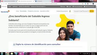 COMO CONSULTAR SI SOY BENEFICIARIO DE INGRESO SOLIDARIO 160 000 Y BOGOTÁ SOLIDARIA  BANCOLOMBIA [upl. by Mela]