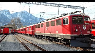 ★ 4K 🇨🇭Cab ride Landquart  Vereina  St Moritz 1250m climb in a locomotive from 1958 042021 [upl. by Kerby]