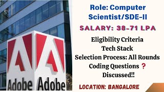 ADOBE Off Campus Hiring Graduates for the Role of Computer Scientist  SDE2 [upl. by Ojibbob]