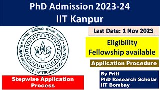 IIT Kanpur stepwise application form fillup PhD Admission 2023  PhD Admission 2023 [upl. by Airda]