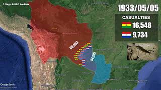 BoliviaParaguay War 1932 Every Day With Army Sizes amp Units Chaco War mapping history [upl. by Akimot]