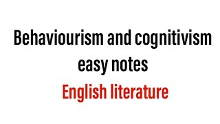 Behaviourism and cognitivism notes [upl. by Mena]