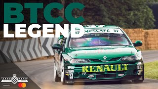 Legendary BTCC Renault Laguna Supertourer attacks Goodwood Hill [upl. by Ettennil]