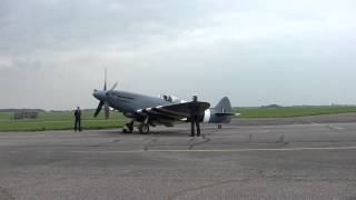 Spitfire startup RAF Barkston Heath nr Grantham310514 [upl. by Akyssej]