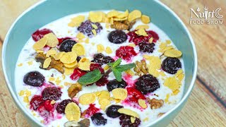 How to make muesli with milk and nuts in 1 minute [upl. by Eidnam]