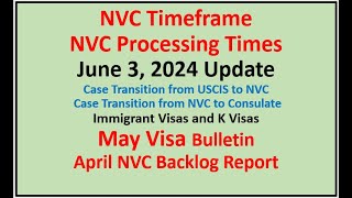 NVC Processing Times As of June 3 2024  May Visa Bulletin  April NVC Backlog Report [upl. by Neeleuqcaj]