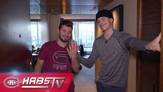 Jesperi Kotkaniemi and Victor Mete share a tour of their hotel room [upl. by Corty308]