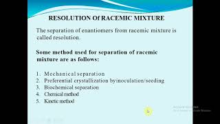 RACEMIC MODIFICATION AND RESOLUTION OF RACEMIC MIXTURE [upl. by Aicssej]