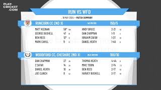 Runcorn CC 2nd XI v Woodford CC Cheshire 2nd XI [upl. by Leola]