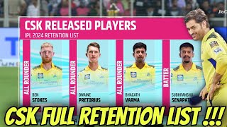 Thala Dhoni 🔥 CSK Release amp Retain Full List IPL 2024 [upl. by Iloj]