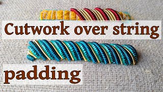 Cutwork purls over string padding for goldwork embroidery  Hand embroidery video tutorial [upl. by Anaujal]