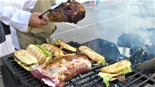 Big Block of Angus and Large Steaks on Grill Meat Carnival 2022 Valencia Street Food Spain [upl. by Marilou]