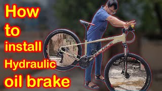 how to install hydraulic oil brake Shimano MT200  Veloce Stunt Elite Modify  BabuRider [upl. by Adiene658]