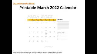 Printable March 2022 Calendar [upl. by Refennej]