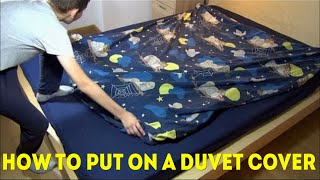 How to Put on a Duvet Cover Quickly and Easy [upl. by Ymerej]