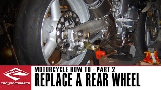 How to Remove and Replace a Rear Motorcycle Wheel Part 2 [upl. by Yasmar]