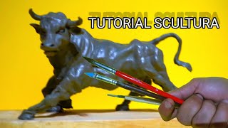 modellare con argilla e plastilina Sculpting timelapse Tutorial sculture animali  toro [upl. by Bulley686]