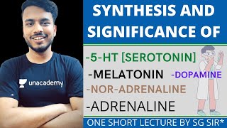 synthesis and significance of biological substances 5ht melatonin dopamine noradrenaline adrenaline [upl. by Terrijo621]