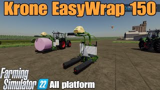 Krone EasyWrap 150  FS22 mod test for all platforms [upl. by Dnaltiac]