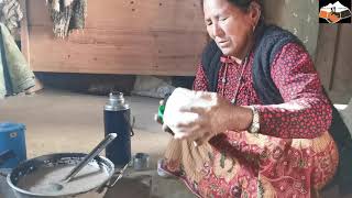 a senior lady cooking delicious egg Tsampa soup  Village food [upl. by Nomelif87]