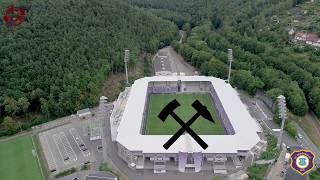 Das Neue Stadion in Aue aus der Luft mit dem Steigerlied  oben360 [upl. by Madlen]