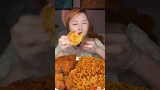 Exploring flavors Burger Spicy Noodles And Fried Whole Chicken asmr spicynoodles burger [upl. by Amimej]