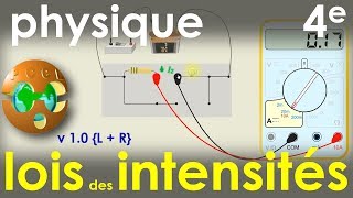 LOIS DES CIRCUITS INTENSITÉS pile  lampe  R  PhysiqueChimie  Collège 4e [upl. by Atiuqa373]