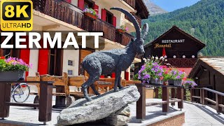 8K  Zermatt Switzerland  Summer Walk Tour  8K UHD Video [upl. by Annovy73]