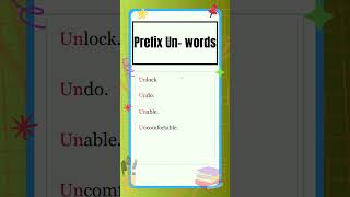 Prefixes  10 Prefix quotUnquot words  English Grammar  The Study Corner  shorts prefix [upl. by Wrigley]