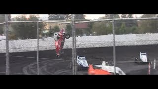 Wild Sprint Car Flip Petaluma Speedway Oct 7 2017 [upl. by Pru]