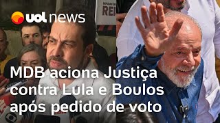 Lula pede voto para Boulos e MDB entra com ação Josias Deixa apoio ainda mais visível [upl. by Switzer]