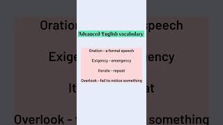 Oration Exigency Iterate Overlook shorts english englishvocabulary youtubeshorts [upl. by Ttergram622]