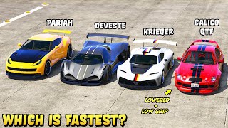 GTA 5  CALICO GTF vs KRIEGER vs DEVESTE EIGHT vs PARIAH  Which is Fastest [upl. by Conlen247]